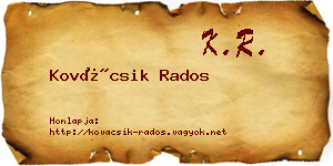 Kovácsik Rados névjegykártya